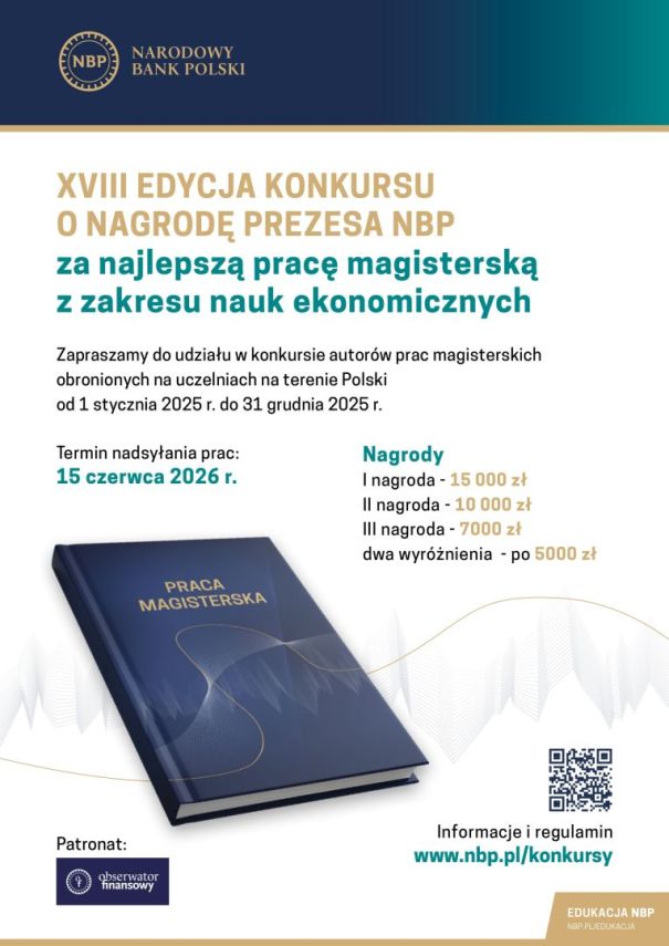 Obrazek aktualności: Konkursu NBP na najlepszą pracę magisterską z ekonomii