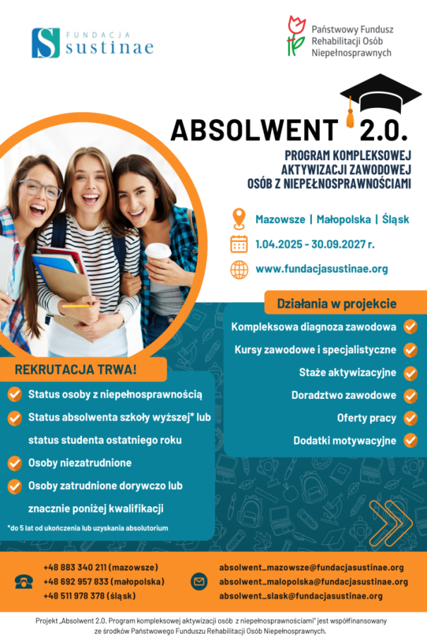 Obrazek aktualności: Absolwent 2.0 - program kompleksowej aktywizacji zawodowej osób z niepełnosprawnościami
