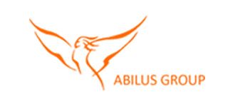 Logo Abilus Group przedstawia stylizowanego ptaka w pomarańczowym kolorze, symbolizującego współpracę i innowacje.