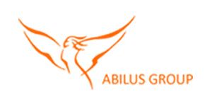 Logo Abilus Group przedstawia stylizowanego ptaka w pomarańczowym kolorze, symbolizującego współpracę i innowacje.