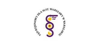 Logo Sądu Rejonowego dla m.st. Warszawy, symbolizujące sprawiedliwość i praworządność.