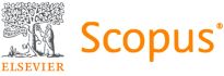 Logo Scopus z symbolem Elsevier, reprezentujące bazę danych naukowych i publikacji.