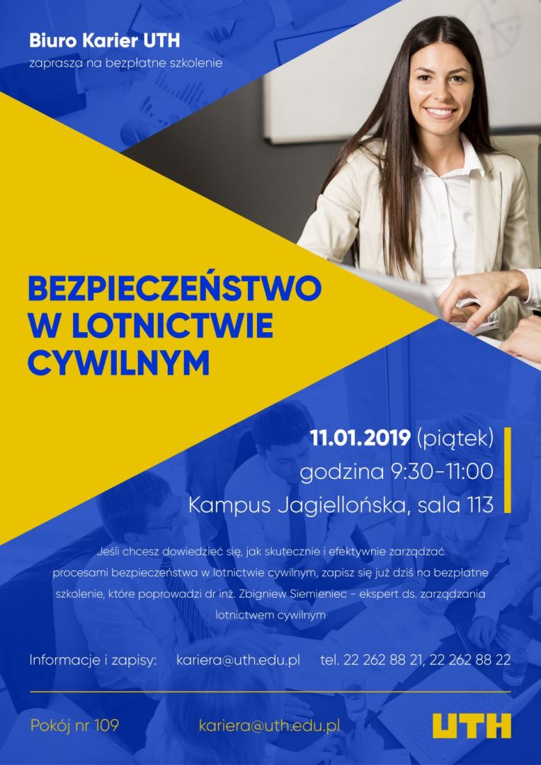 Bezpieczeństwem w lotnictwie cywilnym - szkolenie w UTH