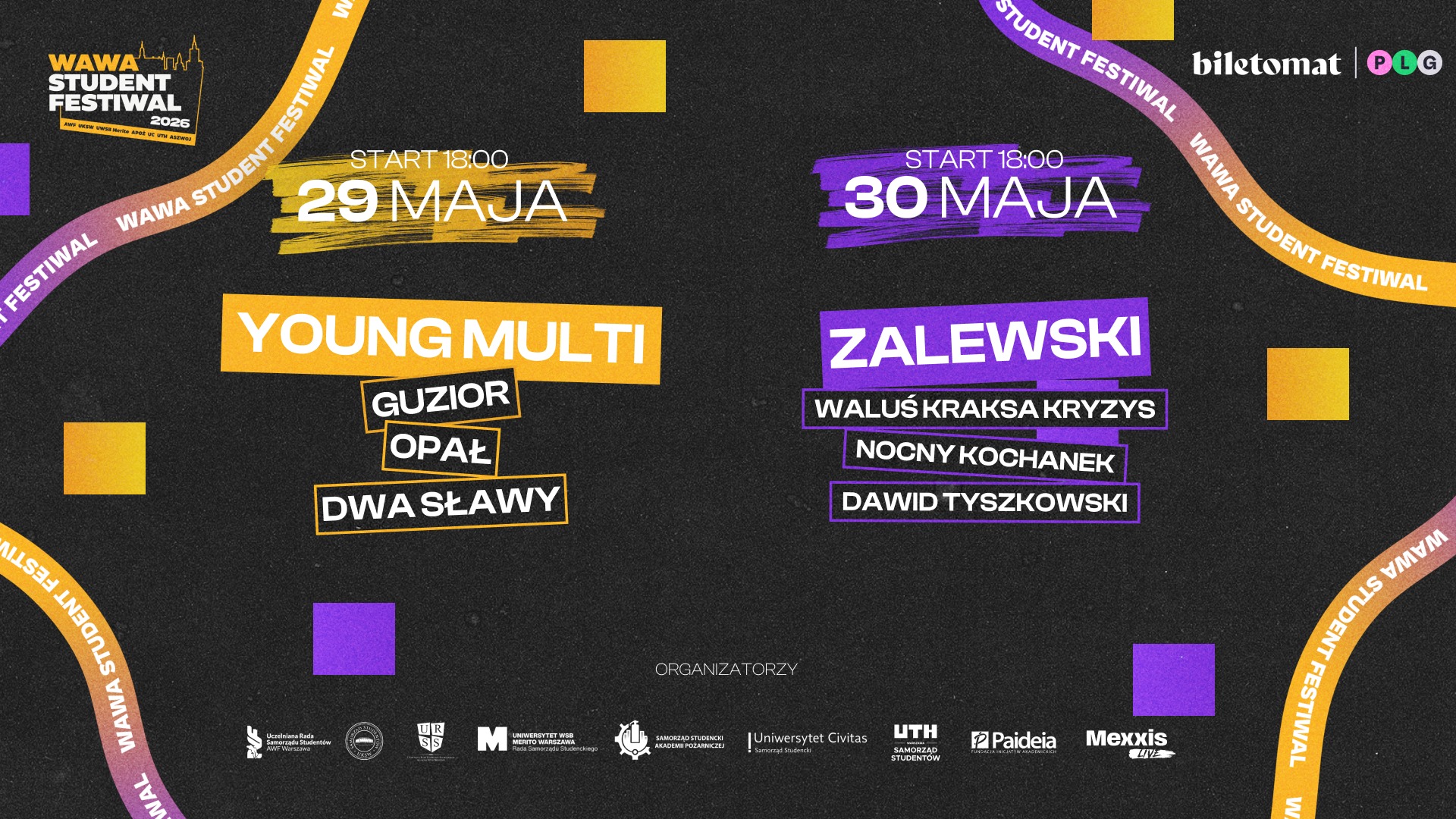 Plakat promoujacy wydarzenie Wawa Student Festiwal